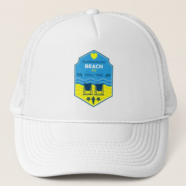 British Beach-Themed Gift  Trucker Hat (Front)