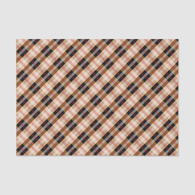 British black and tan plaid tissue paper (Front)