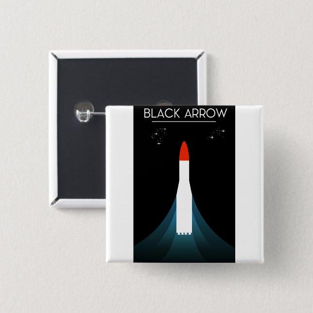 British Black Arrow Rocket Space Art 2 Inch Square Button (Front & Back)