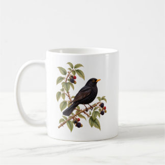 British Blackbird on Blackberry Branch Botanical Coffee Mug
