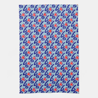British Blue LOVE Tiled UK Heart Flag Kitchen Towel