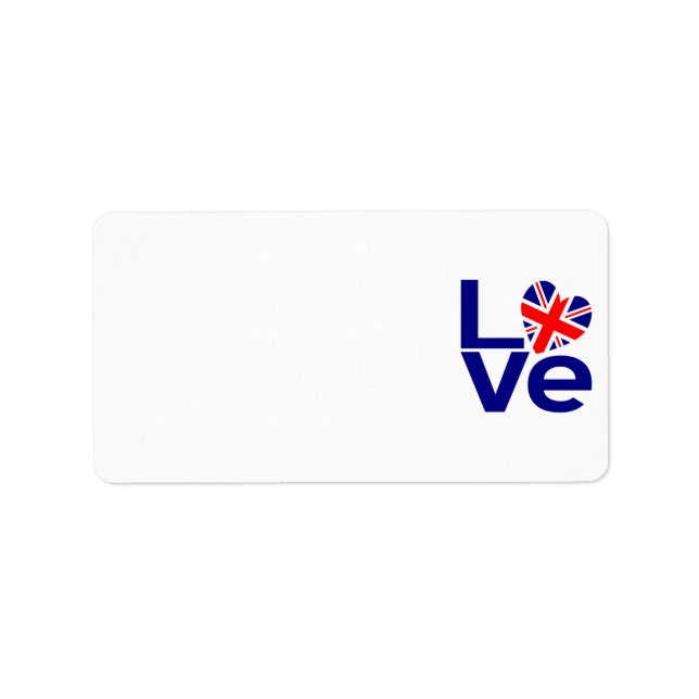 British Blue LOVE UK Flag Heart Label (Front)