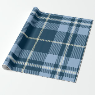 British Blue Tartan Christmas Wrapping Paper