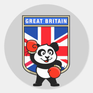 British Boxing Panda Classic Round Sticker