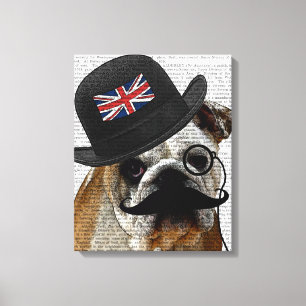 British Bulldog and Bowler Hat Canvas Print