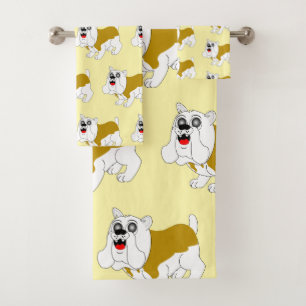 British Bulldog Design Bath Towel Set