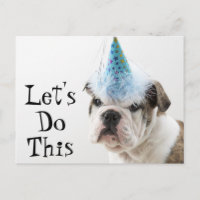 British Bulldog Puppy Wearing A Party Hat