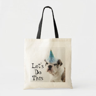 British Bulldog Puppy Wearing A Party Hat Tote Bag