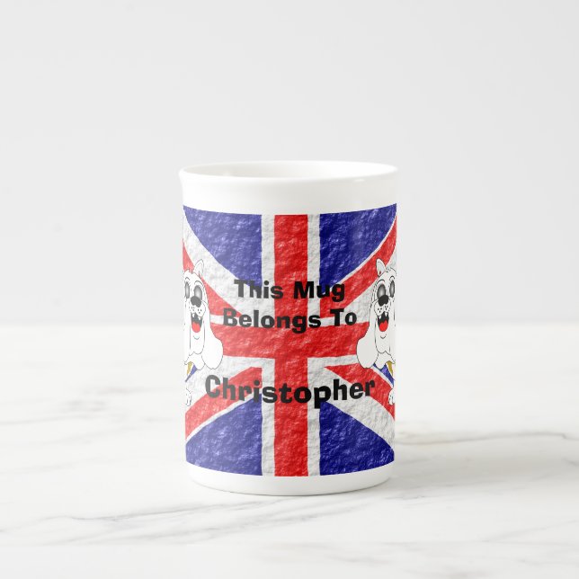 British Bulldog Union Jack Flag Bone China Mug (Front)