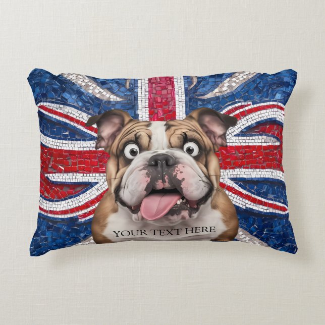 British Bulldog with Union Flag as Background Accent Pillow (Front)