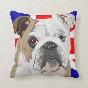 British Bulldog with Union Jack Redesigned Throw Pillow