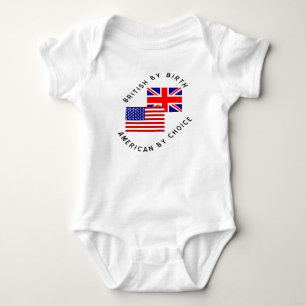 British by Birth American by Choice Black Text  Baby Bodysuit