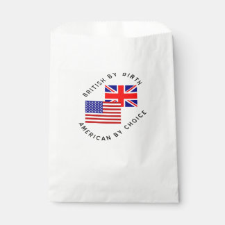 British by Birth American by Choice Black Text Favour Bag