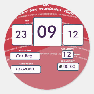British Car Tax Reminder Sticker Red