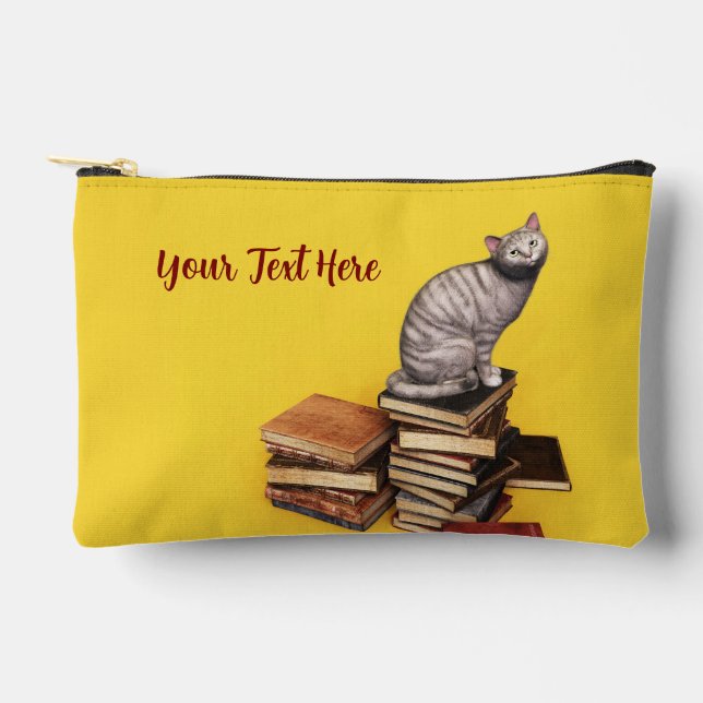 British Cat on a stack of books Laptop Sleeve Accessory Pouch (Front)