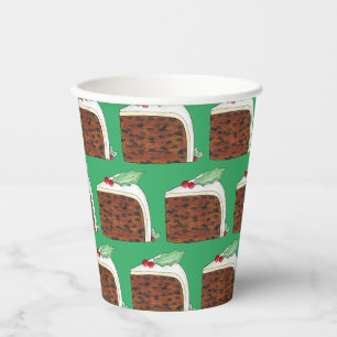 British Christmas Cake Slice Festive Holiday Food Paper Cups