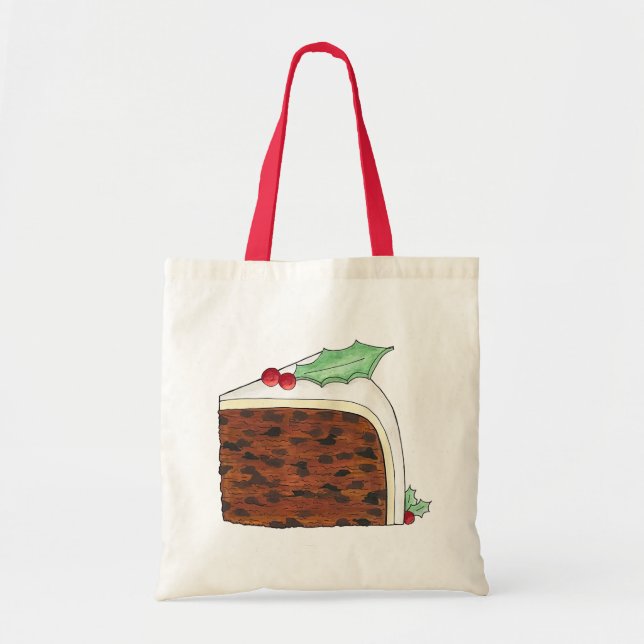 British Christmas Cake Slice Festive Holiday Food  Tote Bag (Front)
