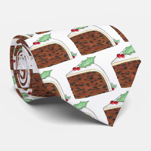 British Christmas Cake Slice Festive Holiday Party Tie
