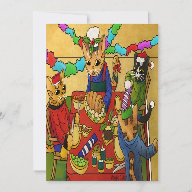 British Christmas Dinner Cats Card (Front)