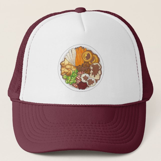 British Christmas Dinner Turkey Festive Party Trucker Hat (Front)