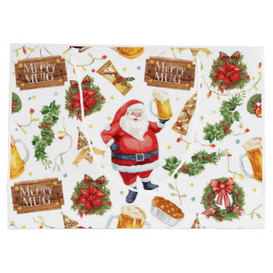 British Christmas Wrapping Paper Santa Claus Large Gift Bag