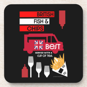 British Classic Fish And Chips Coaster