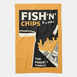 British Classic Fish And Chips Kitchen Towel