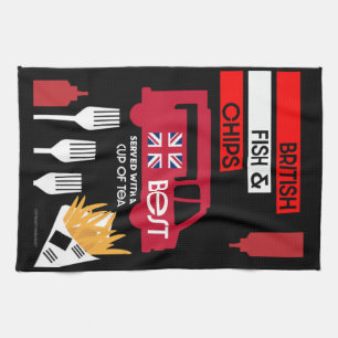British Classic Fish And Chips Kitchen Towel