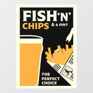 British Classic Fish And Chips       Window Cling