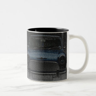 British Classic Mini Cooper Digital Artwork Two-Tone Coffee Mug
