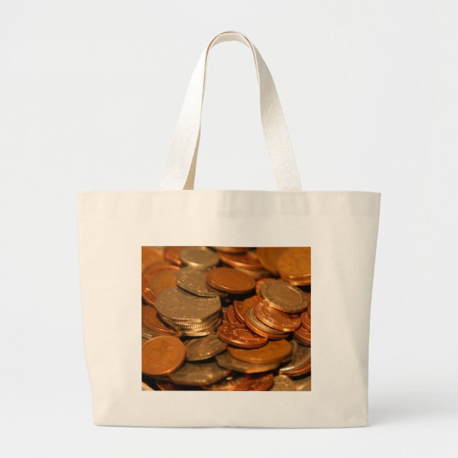 British Coin Money Large Tote Bag (Front)