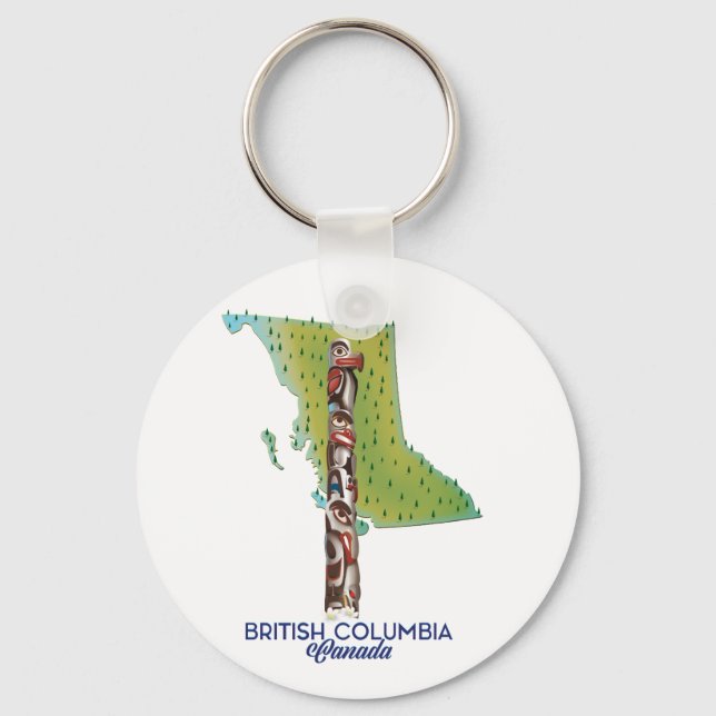 British Columbia Canada map poster. Giant Coffee M Keychain (Front)