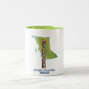 British Columbia Canada map poster. Two-Tone Coffee Mug