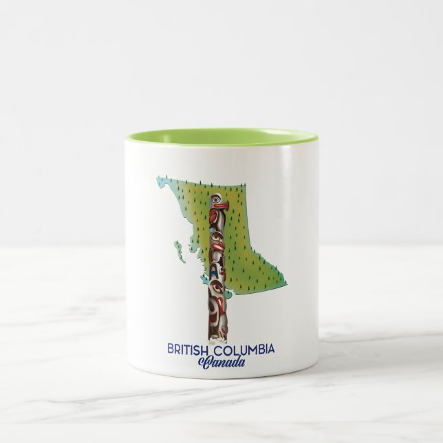 British Columbia Canada map poster. Two-Tone Coffee Mug (Center)