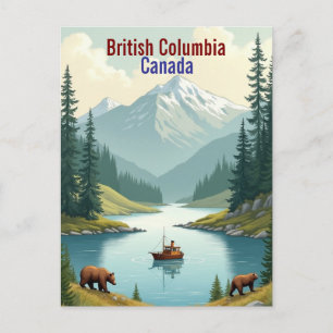 British Columbia Canada Vintage Travel Postcard