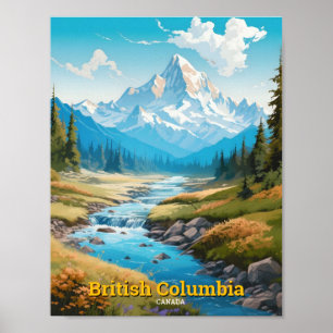 British Columbia Canada Vintage Travel  Poster