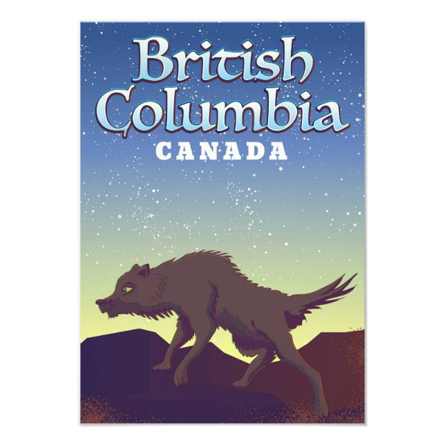 British Columbia Canada Wild Wolf poster (Front)