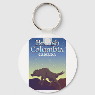 British Columbia Canada Wild Wolf poster Keychain