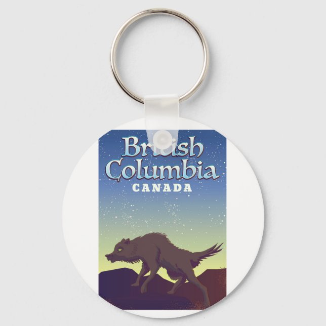 British Columbia Canada Wild Wolf poster Keychain (Front)