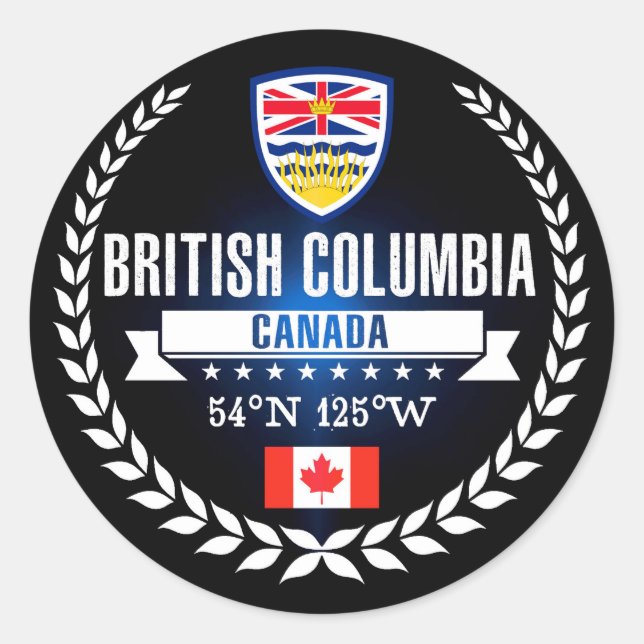 British Columbia Classic Round Sticker (Front)