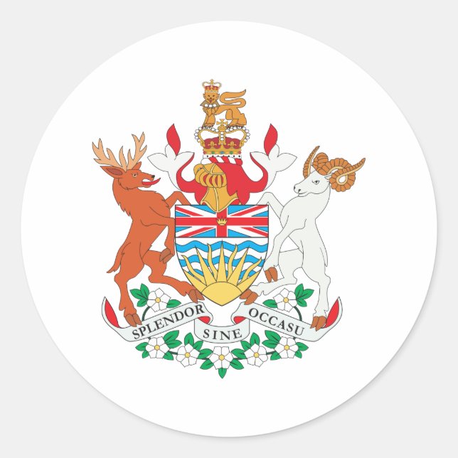 British Columbia Coat Of Arms Classic Round Sticker (Front)