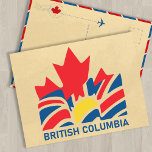 British Columbia Flag Canada Vintage Souvenirs Postcard<br><div class="desc">British Columbia flag This Vintage design makes a great Christmas or Birthday gift for fans of Canadian towns. The retro vintage design is a perfect gift for camping,  and nature lovers. This design is perfect for cabin weekends,  hiking,  camping,  and having a couple s'mores by the campfire!</div>
