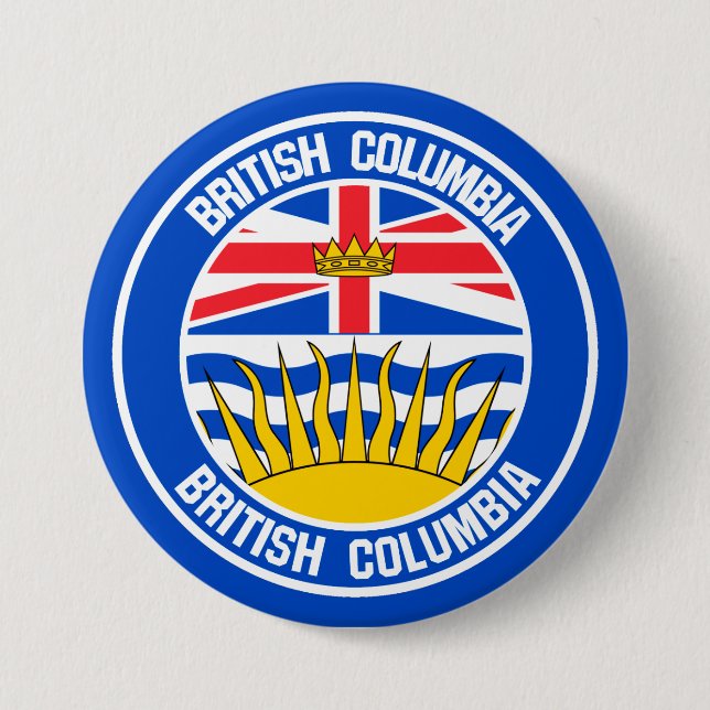 British Columbia Round Emblem 3 Inch Round Button (Front)