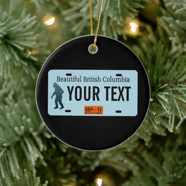 British Columbia Sasquatch License Plate Ceramic Ornament (Tree)