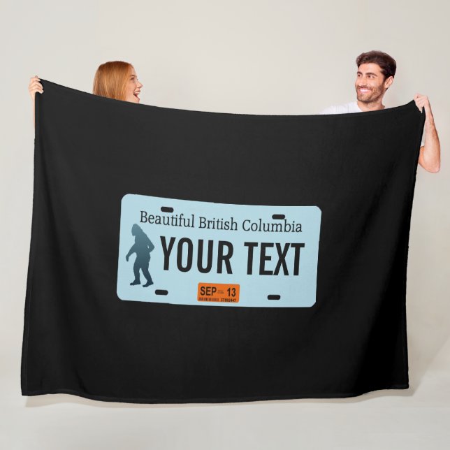 British Columbia Sasquatch License Plate Fleece Blanket (In Situ)