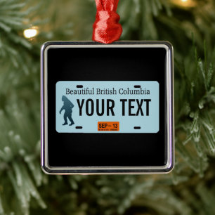 British Columbia Sasquatch License Plate Metal Ornament