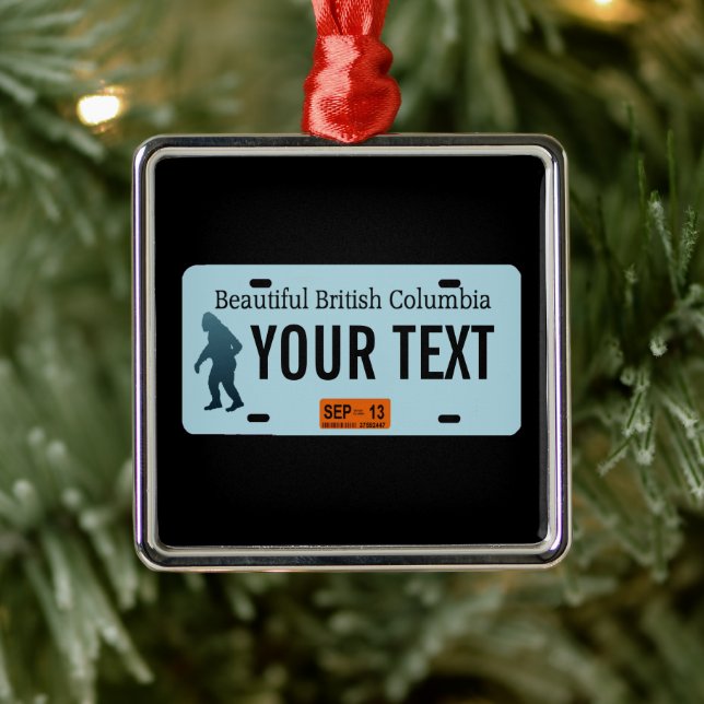 British Columbia Sasquatch License Plate Metal Ornament (Tree)
