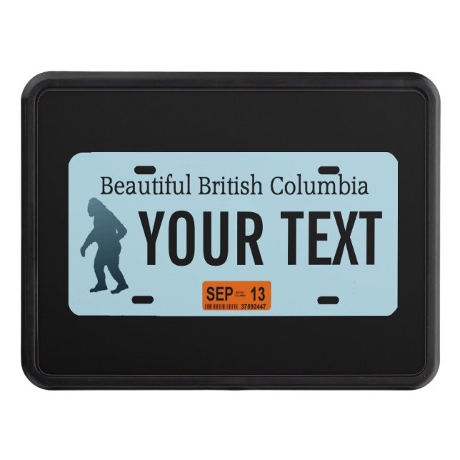 British Columbia Sasquatch License Plate Trailer Hitch Cover (Front)