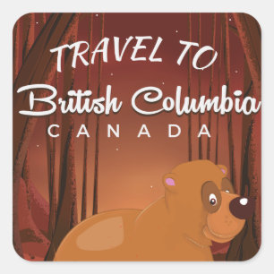 British Columbia vintage cartoon travel poster. Square Sticker