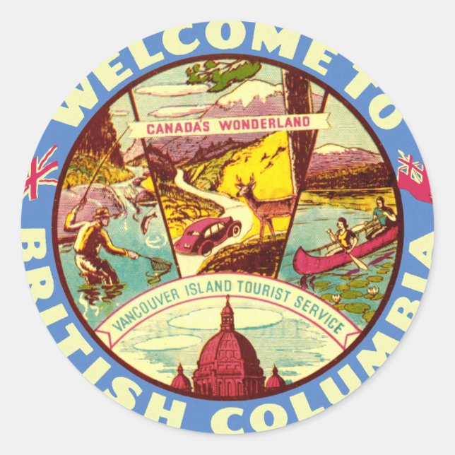 British Columbia Vintage Travel Decal Sticker (Front)